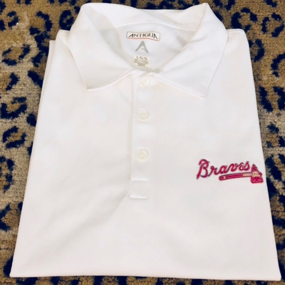 Atlanta Braves White Large Polo Shirt